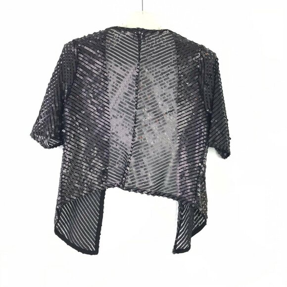 NWT Daytrip Womens L Black Sequin Kimino Jacket Open Front 1/2 Sleeve Cardigan - Picture 2 of 9